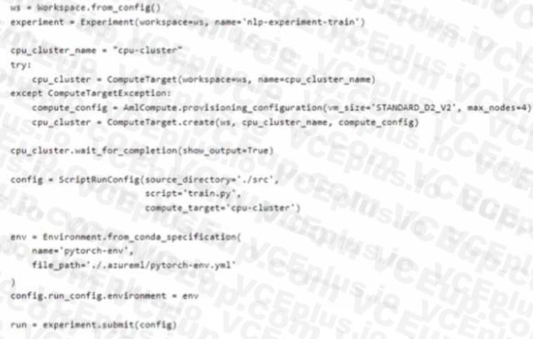 Microsoft DP-100 image Question 296 6388217740312991067444