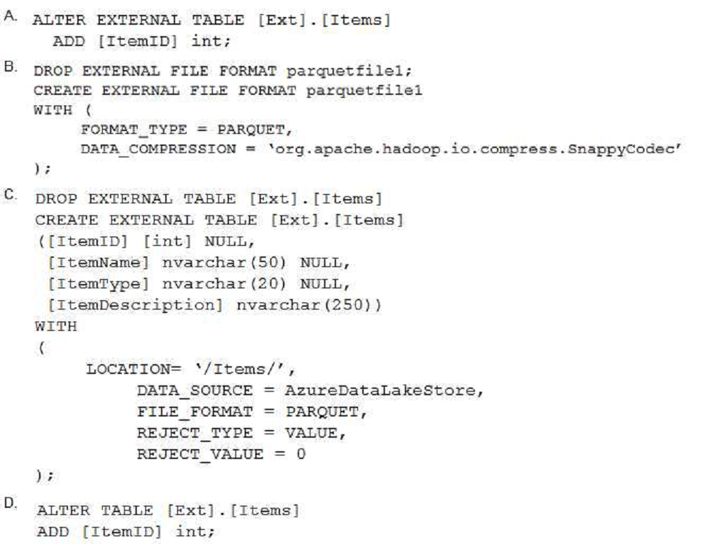 Microsoft DP-203 image Question 7 89480 10022024015849000000