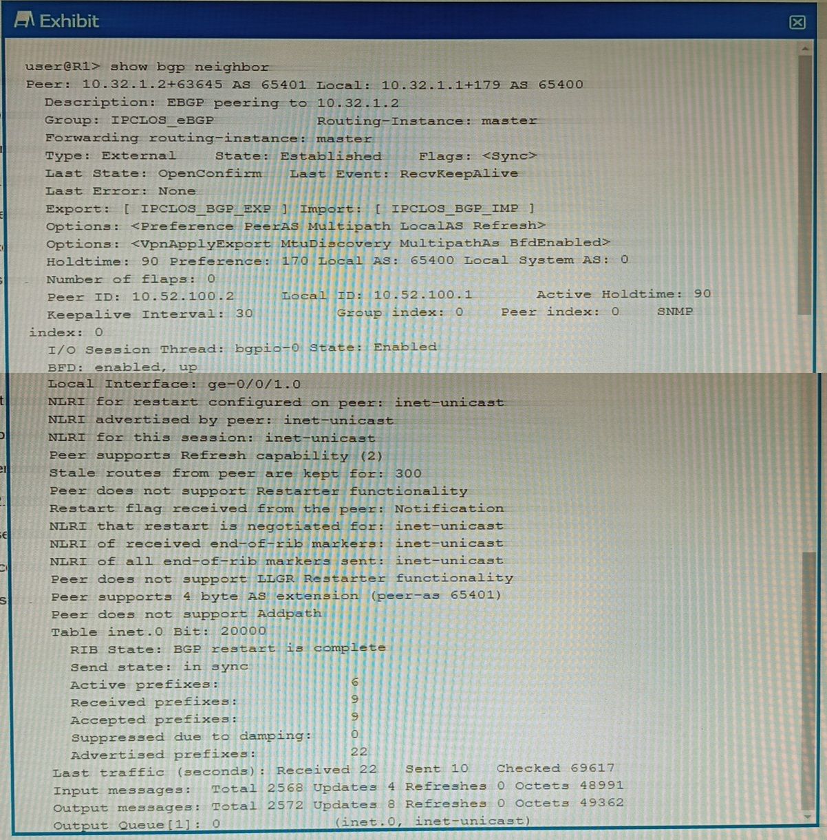 Juniper JN0-351 image Question 15 50611 09182024211207000000