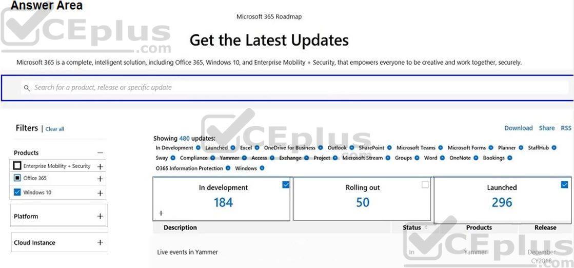 Microsoft MS-900 image Question 78 105399 10052024010627000