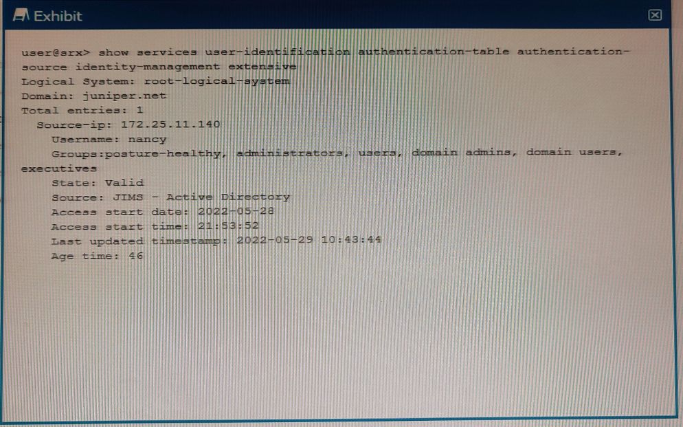 Juniper JN0-335 image Question 43 50541 09182024211155000000